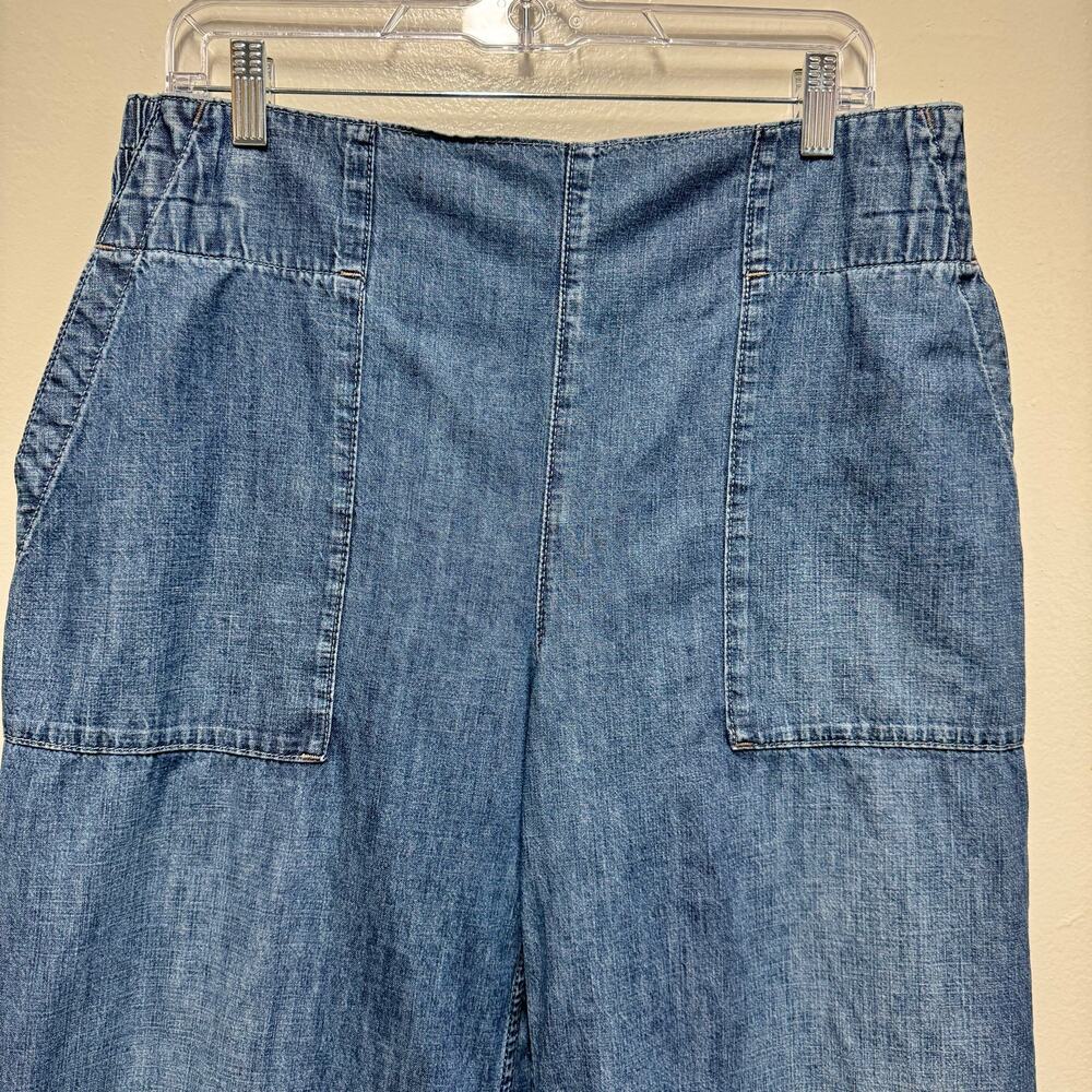 Free People WeTheFree Denim Cargo Pants Wide Leg Utility Streetwear Y2K Cotton L - Picture 2 of 13